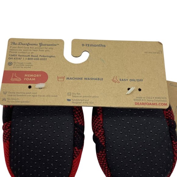 Dearfoams Baby Bear Slippers 9-12 Months Memory Foam Red & Black NEW Holiday - Picture 3 of 10